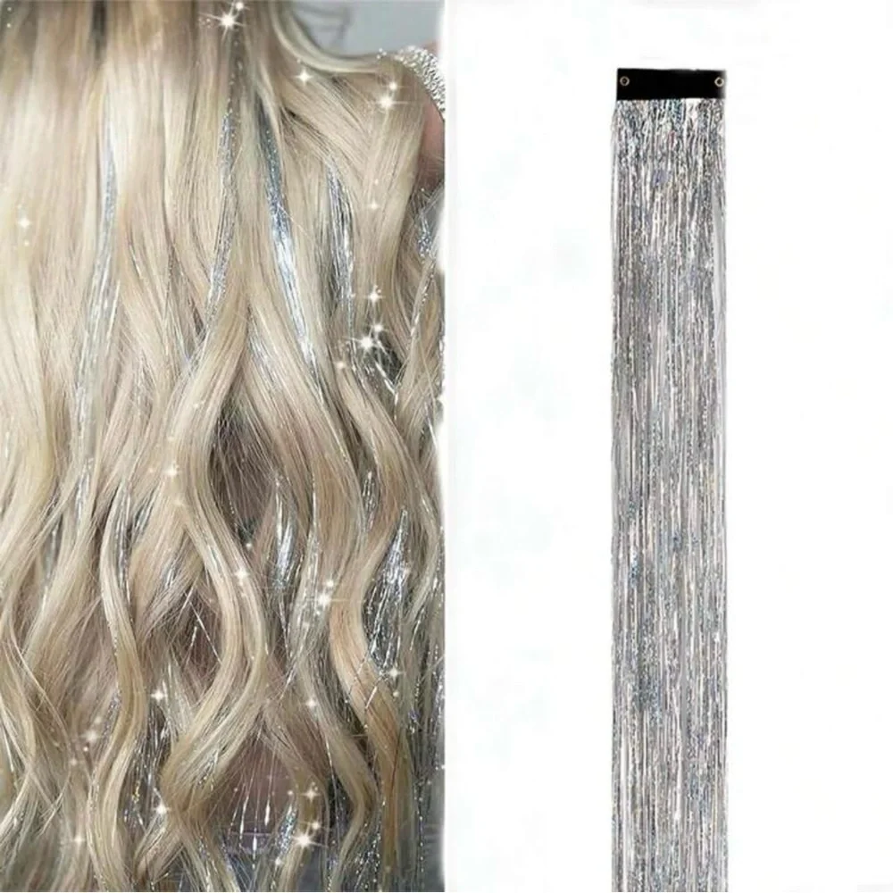 Sparkly Hair Tinsel (Set of 2) - Tinsel Headpiece, Clip In Hair Extensions